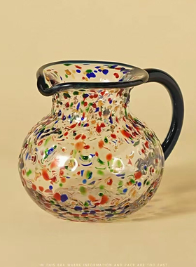 中古风手工制作单耳手柄金粉色泡泡花壶形花瓶水养插花器摆件