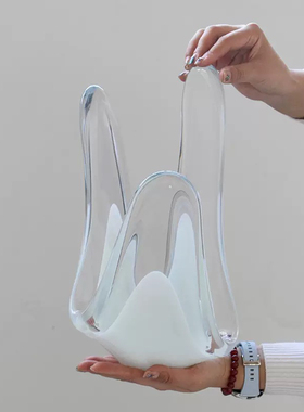 灰色渐变水墨直筒柱状水培玻璃花瓶样板间花器软装饰品现代简约风