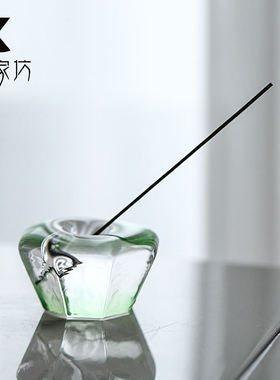 伍家坊八边香插手工水晶玻璃茶道零配茶桌家用简约摆件个性小物件