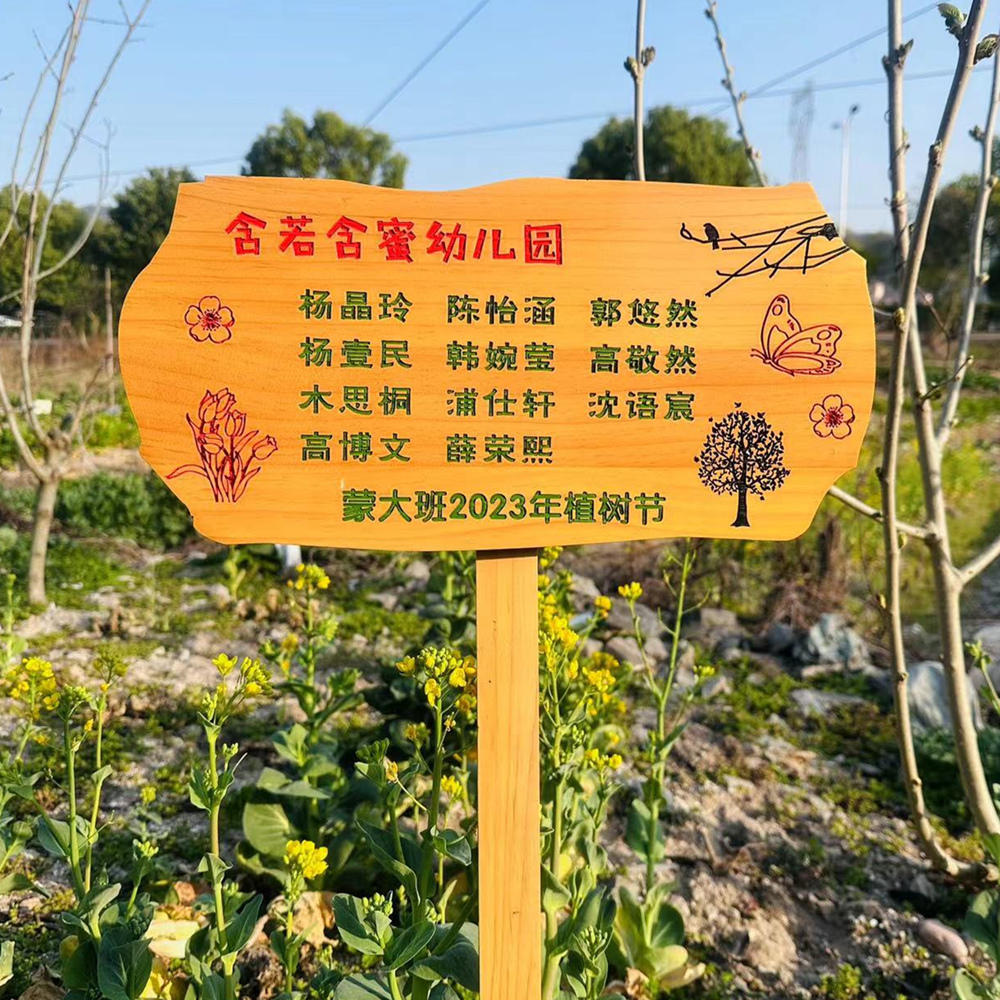 实木园艺植物标签牌木质插地牌户外指示标识牌幼儿园菜园告示木牌 - 图0