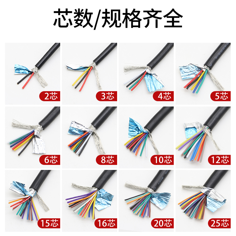 2464多芯屏蔽线 2/3/4/6/8芯抗干扰信号传输28 26 24号22 20AWG - 图2