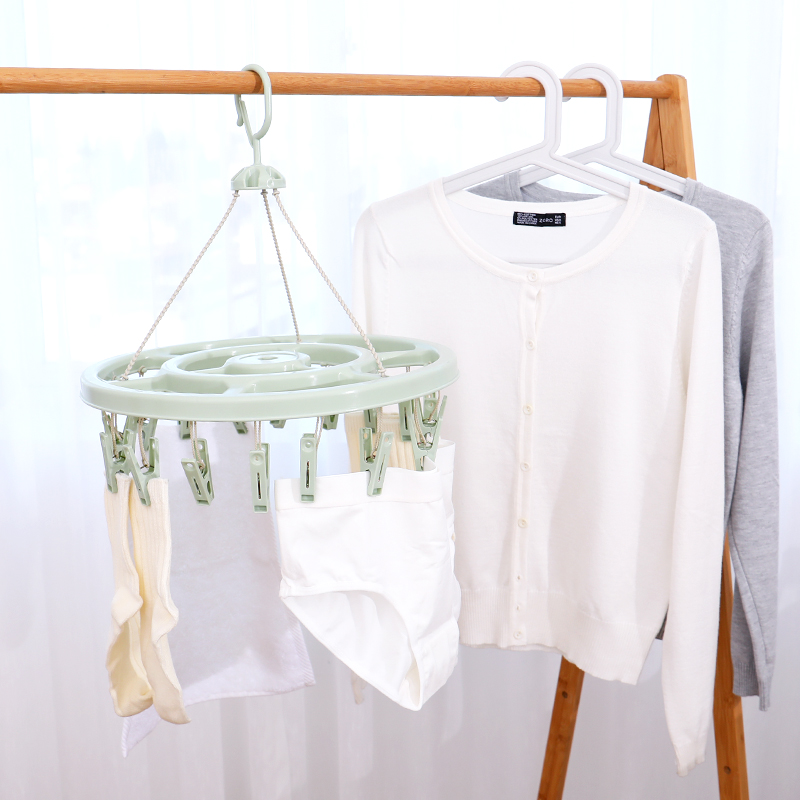 馨友家居专营店多功能衣架家用圆形婴儿儿童袜子架子多夹子晒内衣挂钩晾衣夹宝宝0