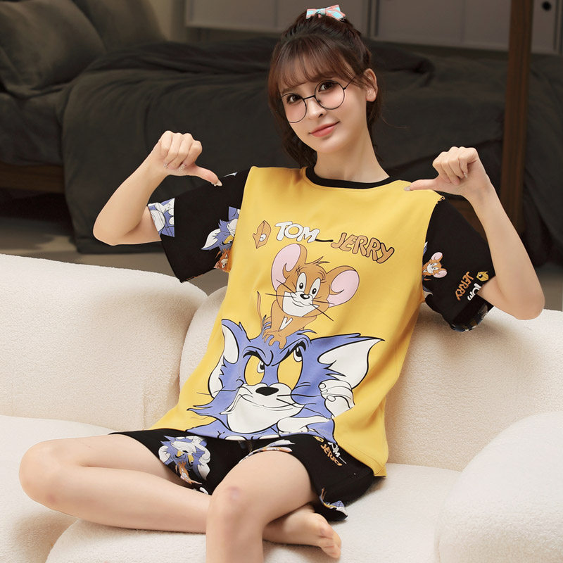 睡衣女夏短袖纯棉胖MM加肥大码200斤全棉宽松卡通家居服显瘦套装3,淘宝优惠券,粉丝福利购,淘宝优惠卷