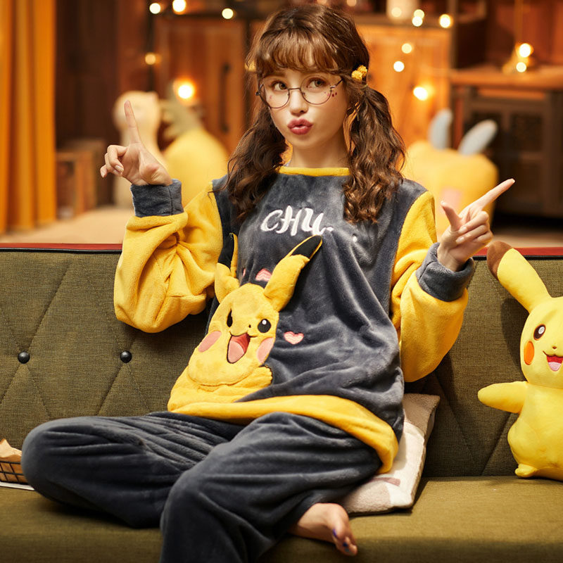 特大码冬季加厚法兰绒胖MM女士卡通睡衣加大加肥200斤珊瑚绒套装3,淘宝优惠券,粉丝福利购,淘宝优惠卷