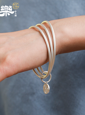 原创999纯银手镯女细圈古法网红