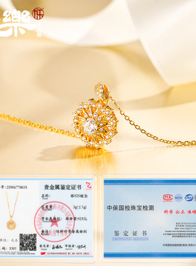 S925纯银金色星芒罗盘项链