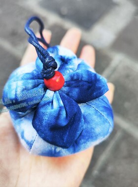柿子香囊扎染手工香囊挂件薰衣草香包挂饰蓝染布艺旅游纪念品礼物