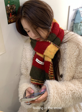 圣诞节氛围感针织围巾复古百搭女