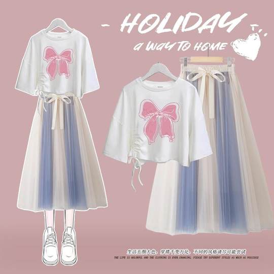 Big Children's New Summer Bow Short-Sleeve T-Shirt