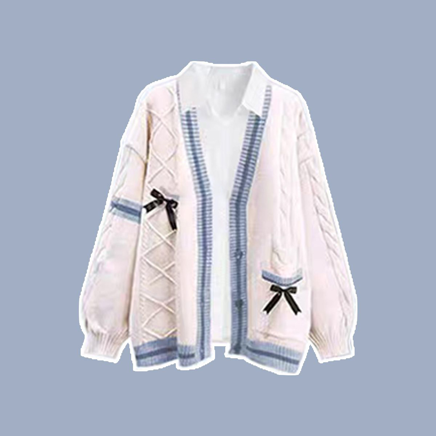 高中学生大童毛衣外套衬衫三件套装女秋冬季2025新款初中生一整套 - 图0