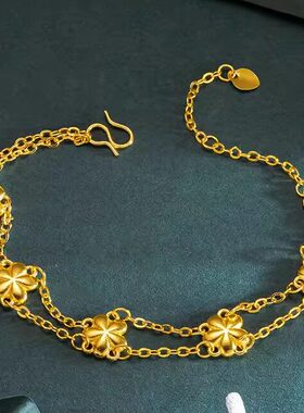 双层五朵小樱花朵手链女