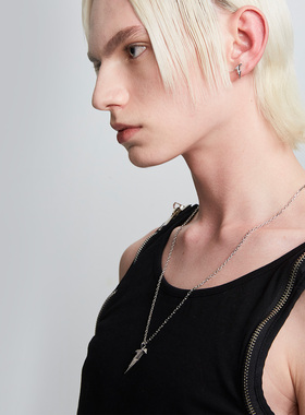 展轩同款YURITAN闪电T字镶钻吊坠项链