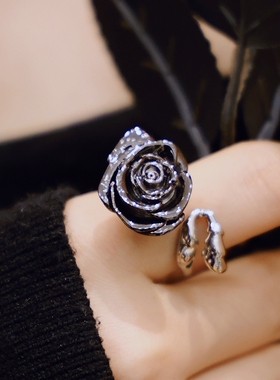 于适同款YURITAN玫瑰花开口戒指甜酷风2024春夏新款