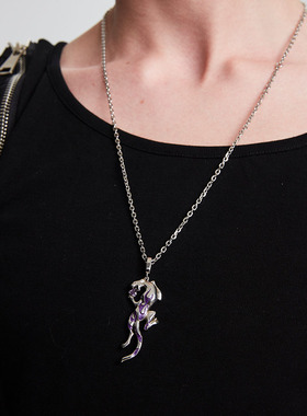 此沙同款YURITAN燃系列火焰豹吊坠项链新中式风