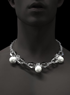 YURITAN荆棘环珍珠项链2024春夏新款时尚镀金高级感项链