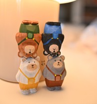 LoversWooden Sculptures Little Bear Family Cute Handmade Wooden Sculptures to Gift Gifts