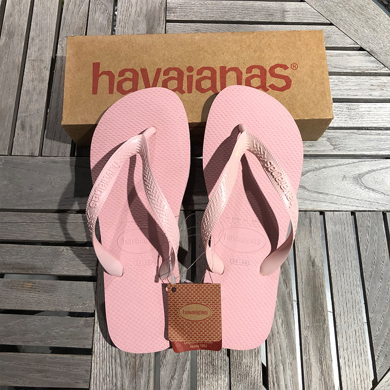 巴西Havaianas哈瓦那人字拖鞋夏季TOP经典纯黑色男女中性橡胶防滑 - 图1