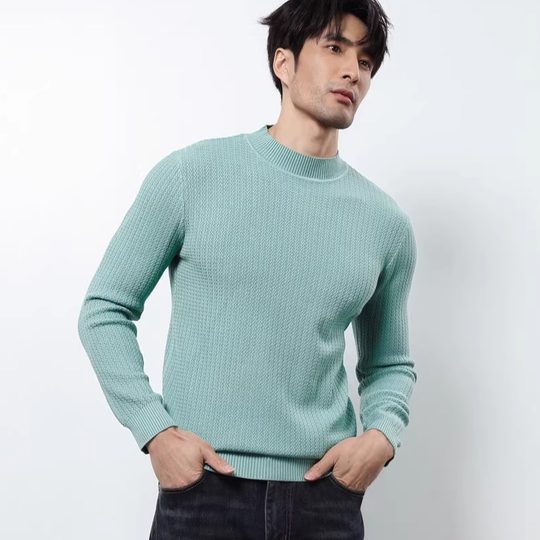 秋冬半高领男士毛衣2025新款冬季修身中领针织打底衫男装长袖内搭