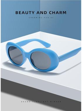 2025年新款时尚欧美椭圆形墨镜 速卖通个性太阳镜潮太阳眼镜