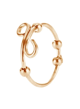 七彩串珠转动珠子戒指缓解焦虑饰品钛钢绕线指环减压正念配饰