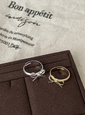 简约高级感蝴蝶结光面戒指女可爱甜美个性独特时尚百搭指环戒子