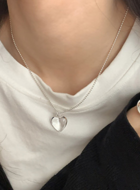 韩国东大门透明大颗爱心项链女小众独特高级感个性气质颈链锁骨链