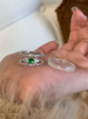 一款两戴锆石玉髓戒指女小众设计感复古高级精致时尚优雅百搭手饰