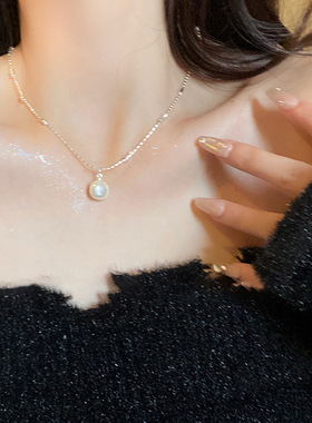 巴洛克珍珠吊坠项链女简约精致大气时尚优雅气质百搭颈链锁骨链