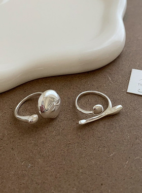 冷淡风几何线条开口戒指女小众设计感轻奢高级个性时尚指环戒子