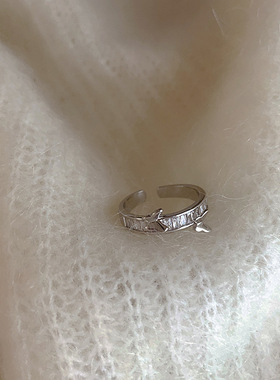 高级感金属锆石蝴蝶开口戒指女小众设计个性简约百搭气质指环戒指