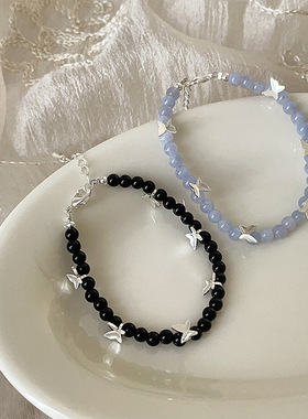 设计感蝴蝶天然石串珠手链女小众独特个性时尚气质百搭手环手饰