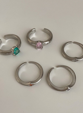 彩色锆石星芒金属开口戒指女小众设计感个性气质优雅百搭指环戒子