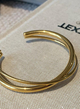 高级感金属交错手镯女小众设计复古个性简约百搭气质时尚手链手饰