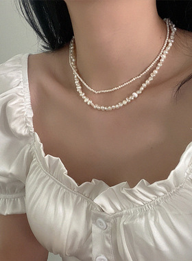 淡水珍珠系列项链女法式复古简约百搭气质优雅时尚个性颈链锁骨链