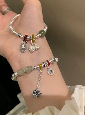 招财纳福金属串珠流苏手链女设计感小众复古个性简约百搭气质手饰