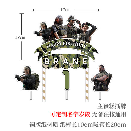 适用于三角洲行动主题甜品台生日周岁蛋糕装饰插牌推推乐贴纸 - 图0