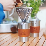 Кожаный креативный стакан для кемпинга из нержавеющей стали, воловья кожа