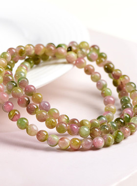 久雅水晶 天然西瓜碧玺手链 时尚老矿西瓜色彩碧玺手串  厂家直销