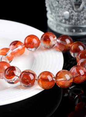 久雅水晶 天然高品红胶花圆珠手链  新品红色胶花手串 厂家直销