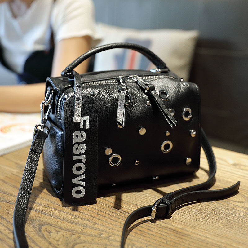 菲色如华上新气质牛皮手提波士顿包 菲色如华女士包袋