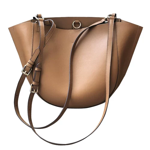 Вместительная и большая кожаная сумка через плечо на одно плечо, из натуральной кожи