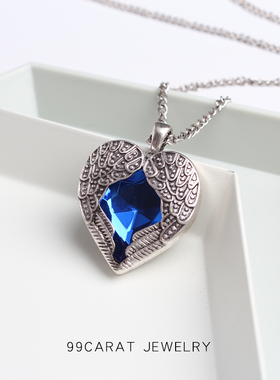 99克拉sumni朋克风蓝心毛衣项链