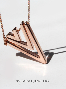 克拉玫瑰金叠加几何通勤风吊坠