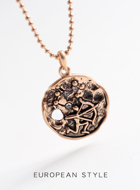 克拉十二星座雕刻不规则锁骨链