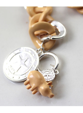 99克拉 新款欧美时尚气质美饰 质感简约彩色宽链猪手链LK