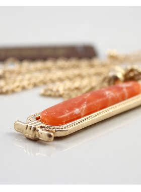 克拉欧美橘色短款毛衣链时尚饰品