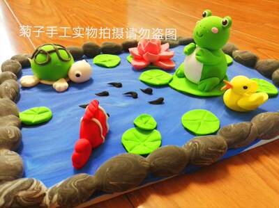 粘土创意手工立体场景成品小蝌蚪找妈妈 龟兔赛跑 丑小鸭 可订制 虎窝淘