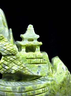 蓝田玉禅意山水桌面摆件招财