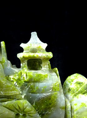 蓝田玉一体纯手工山水桌面摆件