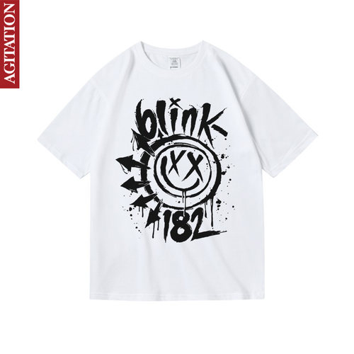 blink-182周边衣服摇滚美式朋克乐队纯棉短半袖T恤夏季音乐节女男-图1